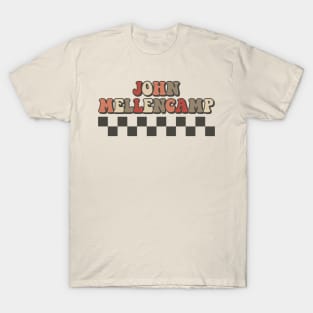 John Mellencamp Checkered Retro Groovy Style T-Shirt